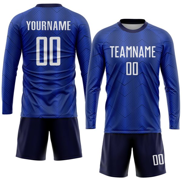 Custom Royal White-Navy Sublimation Soccer Uniform Jersey - Image 4