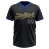 Custom Black Royal Pinstripe Yellow Two-Button Unisex Softball Jersey - Image 2