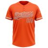 Custom Orange White-Gray Two-Button Unisex Softball Jersey - Image 2