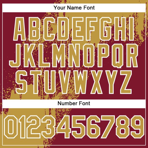 Custom Old Gold Crimson-White 3D Pattern Abstract Brush Stroke Two-Button Unisex Softball Jersey - Image 5