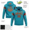 Custom Stitched Teal Orange-Black Football Pullover Sweatshirt Hoodie - Image 2