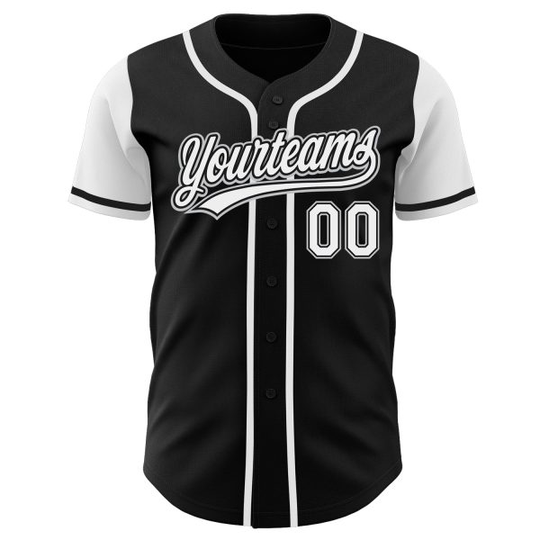 Custom Black White-Gray Authentic Two Tone Baseball Jersey - Image 2