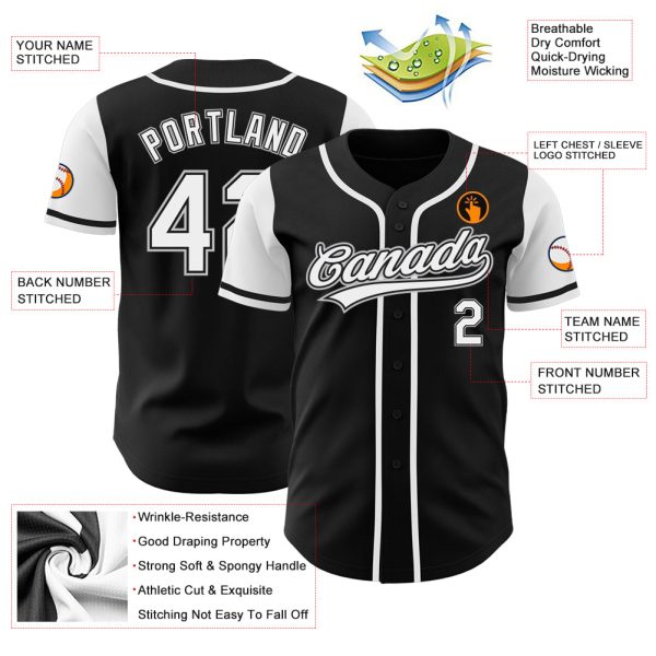 Custom Black White-Gray Authentic Two Tone Baseball Jersey - Image 3