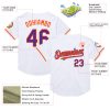 Custom White Purple-Orange Mesh Authentic Throwback Baseball Jersey - Image 3
