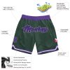 Custom Hunter Green Purple-Gray Authentic Throwback Basketball Shorts - Image 2