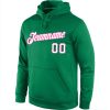 Custom Stitched Kelly Green White-Pink Sports Pullover Sweatshirt Hoodie - Image 2