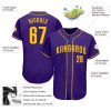 Custom Purple Gold Authentic Baseball Jersey - Image 3
