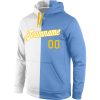 Custom Stitched White Light Blue-Gold Split Fashion Sports Pullover Sweatshirt Hoodie - Image 2