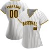 Custom White Brown Pinstripe Brown-Gold Authentic Baseball Jersey - Image 2